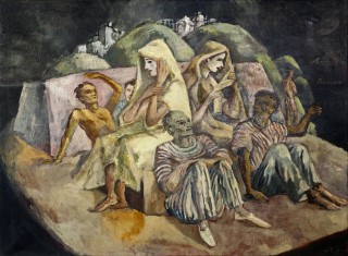21 - Neher, Caspar - Amicitia auf Bonza Öl auf Leinwand Rufnummer: 21 Künstler: Caspar Neher Titel: Amicitia auf Bonza Technik: Öl auf Leinwand Rufpreis: 1.200 €